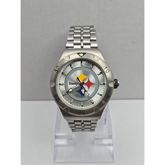 Pittsburgh Steelers Game Time Mens Watch Quartz New Battery Silver Tone NFL Logo - Picture 1 of 12